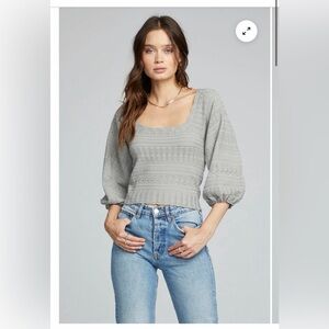 Saltwater Luxe Fable Light Knit Sweater Size L Tie Back Cropped Boho Knit Top